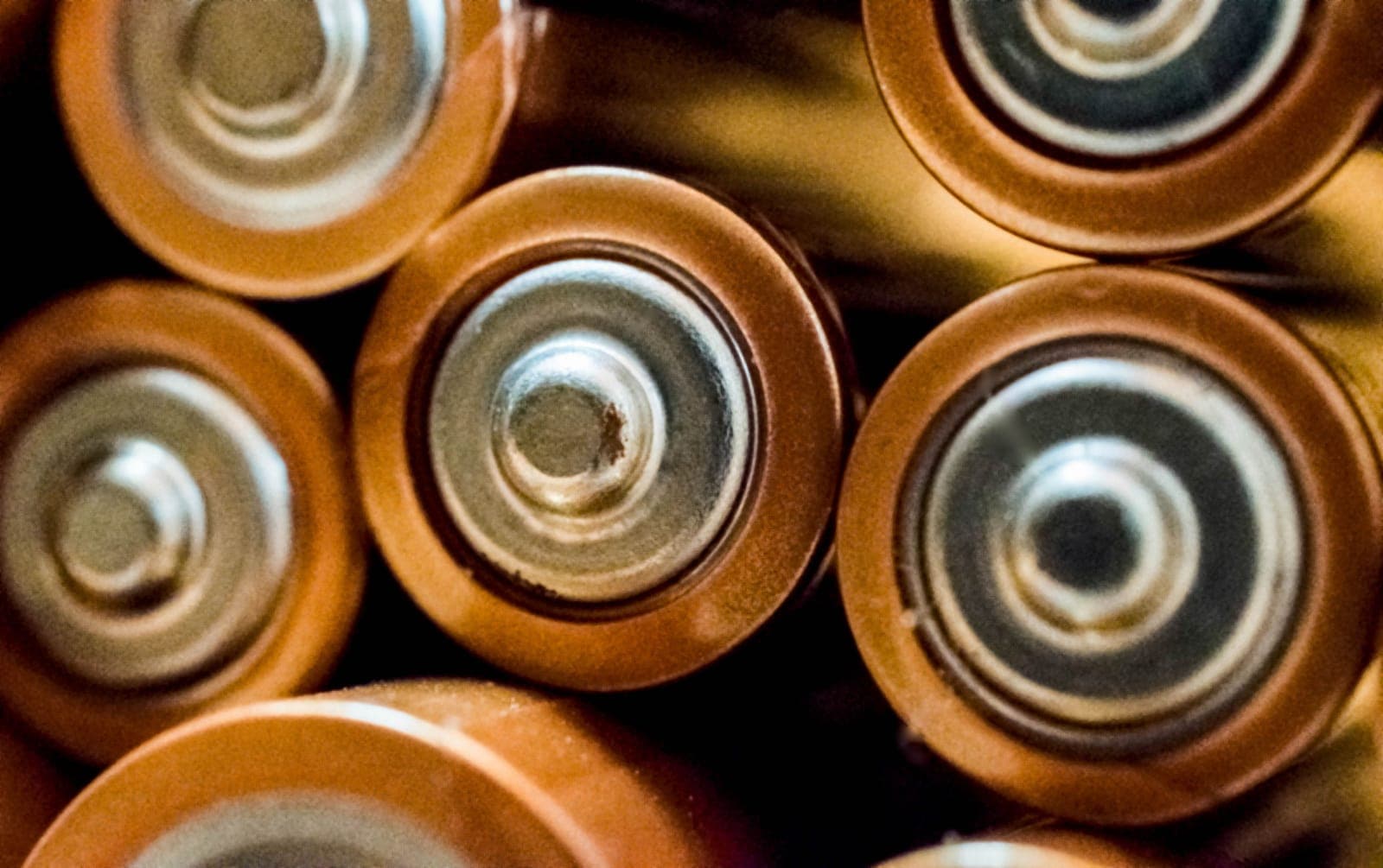 Lithium battery cells photographed close up.